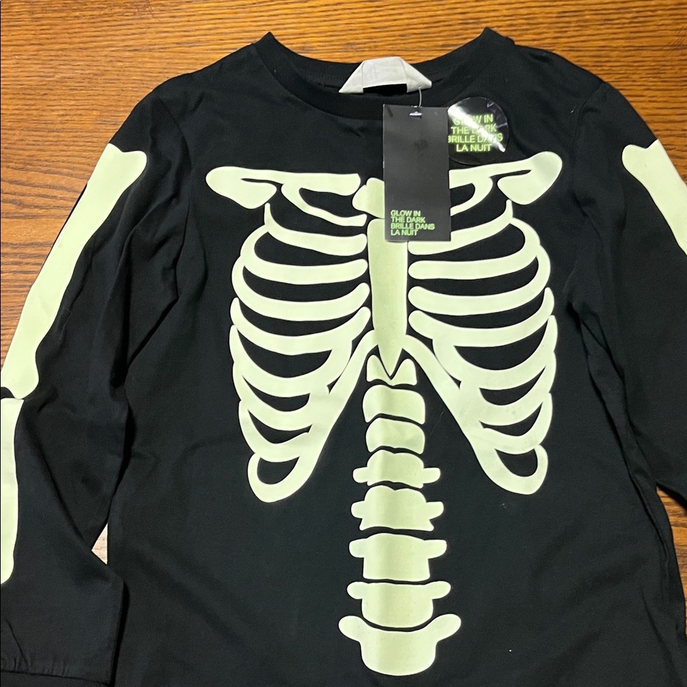 H&M Black Glow-in-the-Dark Skeleton Long Sleeve Tee